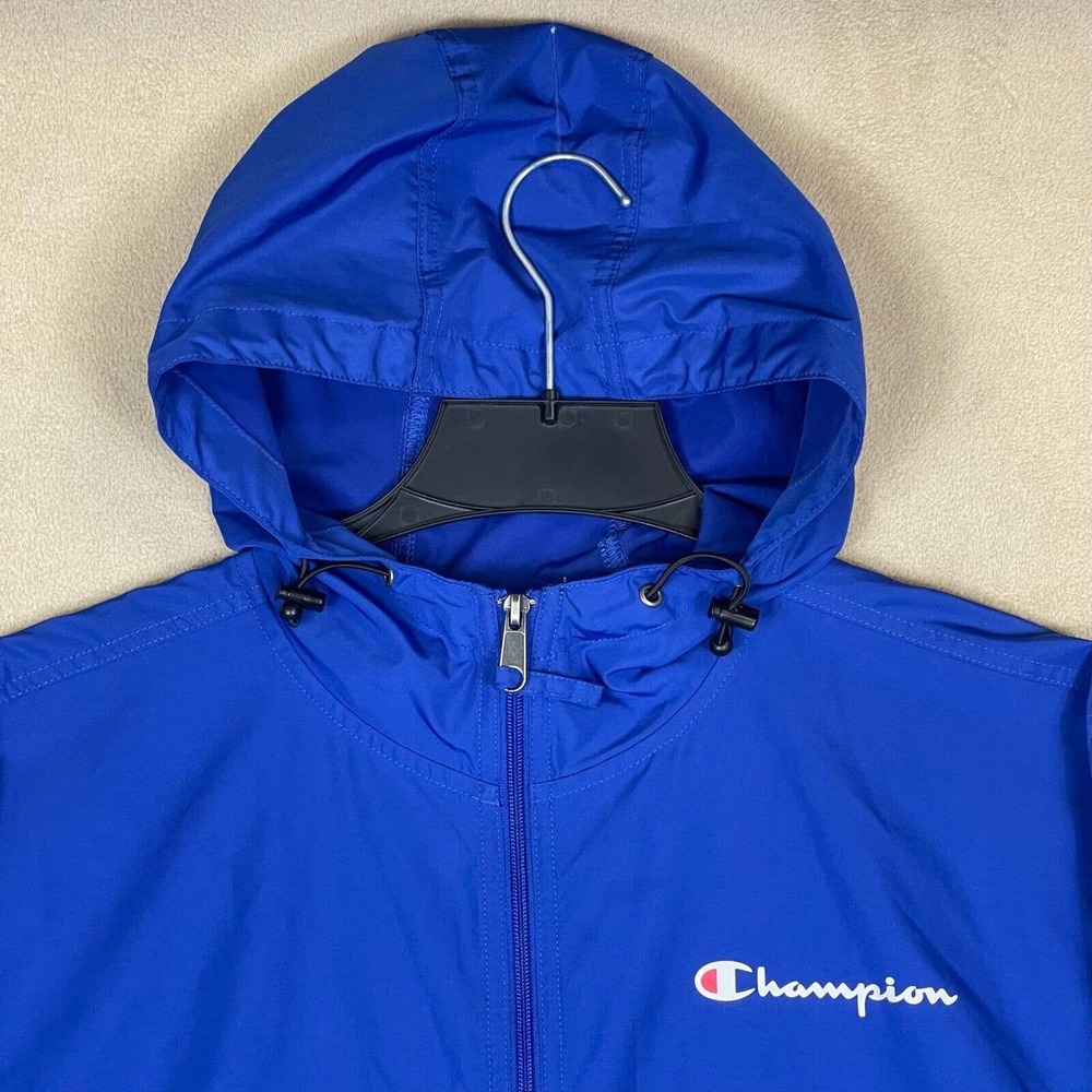 Champion 1/2 Zip Hoodie Windbreaker Rain Jacket Mens‎ S Blue Lightweight - Picture 2 of 12